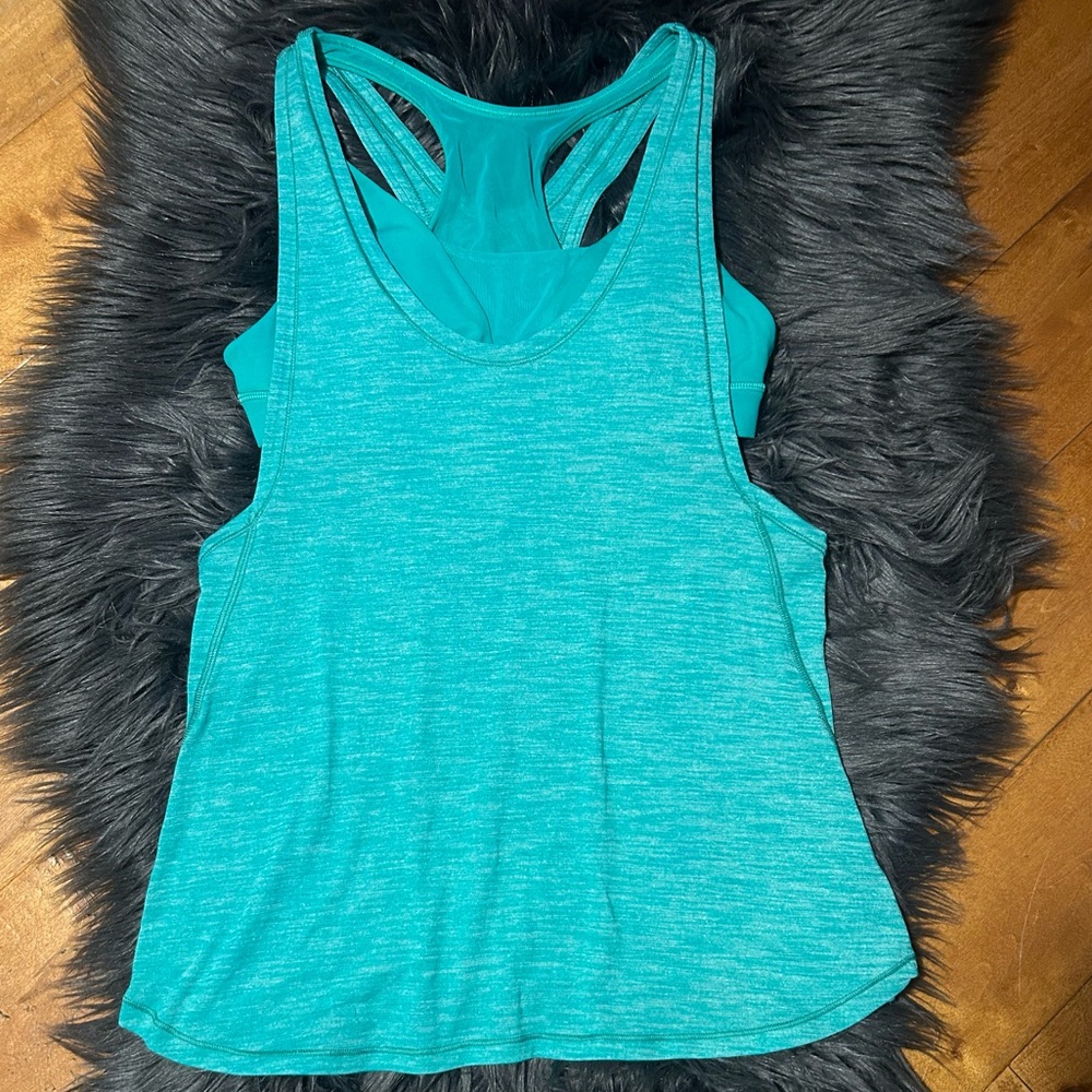 Lululemon Glide and Stride Tank Heathered Viridian Green Viridian Green Sz6 - Picture 6 of 7